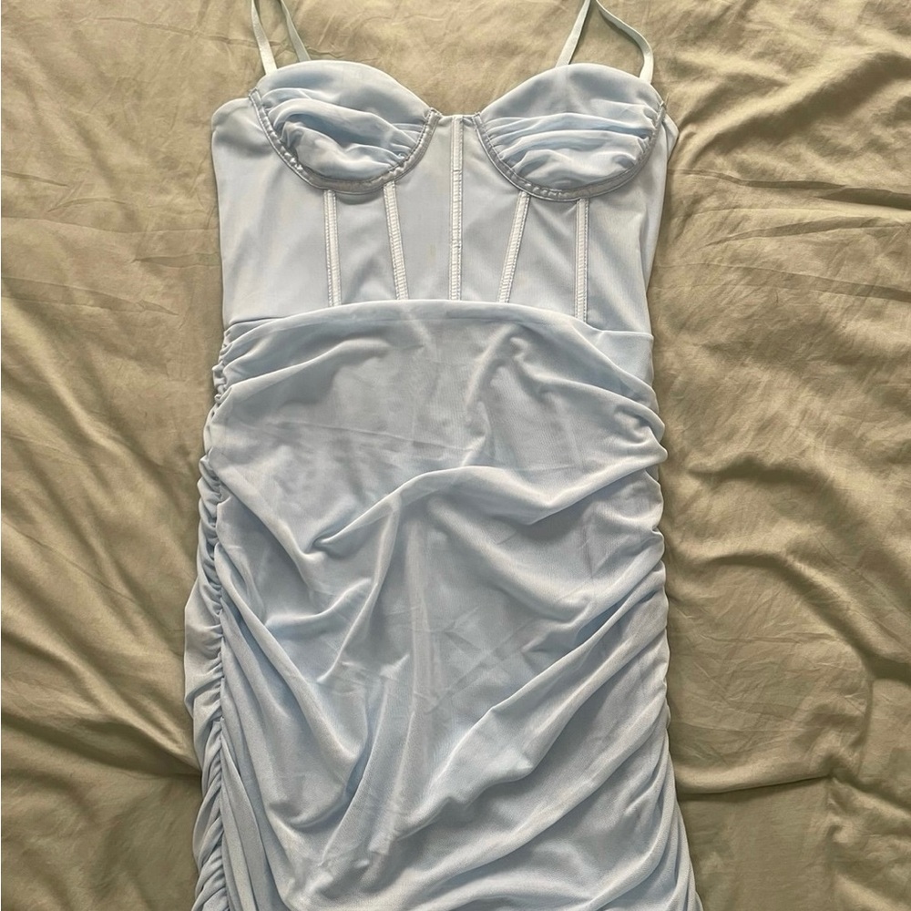 Light Blue Corset Mini Dress